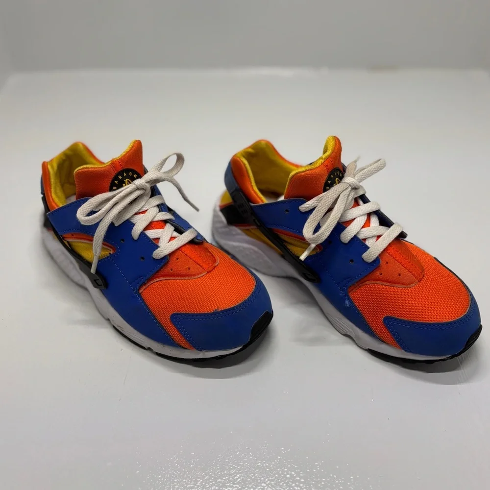 Nike Air Huarache Youth Sneakers Size 3Y Blue Orange Athletic Shoes